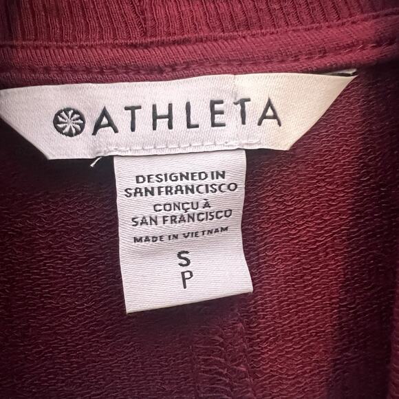 Athleta Women's Open Front Cardigan Pocket Long Sz S Burgundy Layering Comfy - Picture 9 of 13